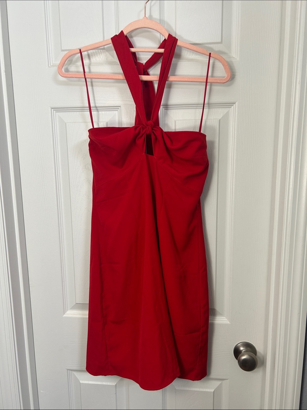 Abercrombie & Fitch Red Halter Tie Front Mini Dress